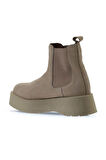 Bueno Shoes Bej Nubuk Kadın Dolgu Topuklu Bot 01wv1300