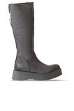 Bueno Shoes Gri Deri Kadın Dolgu Topuklu Çizme 01wv1307