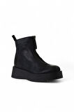 Bueno Shoes Siyah Deri Kadın Dolgu Topuklu Bot 01wv1309