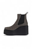 Bueno Shoes Gri Koyu Nubuk Kadın Dolgu Topuklu Bot 01wv1700