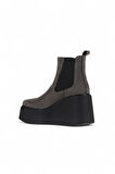 Bueno Shoes Gri Koyu Nubuk Kadın Dolgu Topuklu Bot 01wv1700