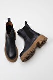 Bueno Shoes Siyah Deri Kadın Dolgu Topuklu Bot 01wv3102