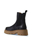 Bueno Shoes Siyah Deri Kadın Dolgu Topuklu Bot 01wv3102