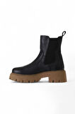 Bueno Shoes Siyah Deri Kadın Dolgu Topuklu Bot 01wv3102