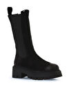 Bueno Shoes Siyah Nubuk Kadın Dolgu Topuklu Bot 01wv3115
