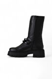 Bueno Shoes Siyah Deri Kadın Düz Bot 01wv3118