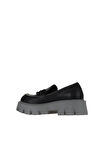 Bueno Shoes Siyah Deri Kadın Dolgu Topuklu Ayakkabı 01wv4603