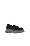 Bueno Shoes Siyah Deri Kadın Dolgu Topuklu Ayakkabı 01wv4603