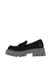 Bueno Shoes Siyah Deri Kadın Dolgu Topuklu Ayakkabı 01wv4603