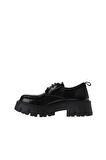 Bueno Shoes Siyah Kırışık Rugan Kadın Dolgu Topuklu Ayakkabı 01wv4611