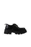 Bueno Shoes Siyah Kırışık Rugan Kadın Dolgu Topuklu Ayakkabı 01wv4611