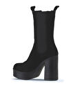 Bueno Shoes Siyah Süet Kadın Topuklu Bot 01wv5003