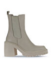 Bueno Shoes Bej Deri Kadın Topuklu Bot 01wv5400