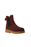 Bueno Shoes Bordo Süet Kadın Düz Bot 01wv0214
