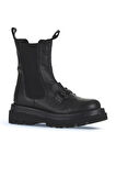 Bueno Shoes Siyah Deri Kadın Dolgu Topuklu Bot 01wv1003