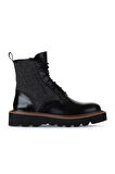 Bueno Shoes Siyah Açma Deri Kadın Düz Bot 01wv10201