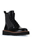 Bueno Shoes Siyah Açma Deri Kadın Düz Bot 01wv10201