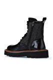 Bueno Shoes Siyah Açma Deri Kadın Düz Bot 01wv10201