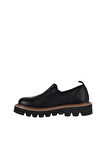 Bueno Shoes Siyah Deri Kadın Dolgu Topuklu Ayakkabı 01wv10207