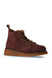 Bueno Shoes Bordo Süet Kadın Düz Bot 01wv5204