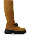 Bueno Shoes Sarı Süet Kadın Dolgu Topuklu Çizme 01wv5302