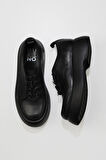 Bueno Shoes Siyah Deri Kadın Dolgu Topuklu Ayakkabı 01wv5303