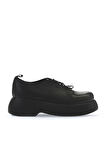 Bueno Shoes Siyah Deri Kadın Dolgu Topuklu Ayakkabı 01wv5303