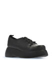 Bueno Shoes Siyah Deri Kadın Dolgu Topuklu Ayakkabı 01wv5303