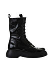 Bueno Shoes Siyah Kırışık Rugan Kadın Dolgu Topuklu Bot 01wv5306