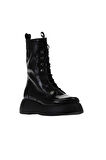Bueno Shoes Siyah Kırışık Rugan Kadın Dolgu Topuklu Bot 01wv5306