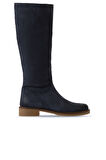 Bueno Shoes Mavi Nubuk Kadın Topuklu Çizme 01wv6000