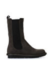 Bueno Shoes Gri Koyu Nubuk Kadın Düz Bot 01wv7506