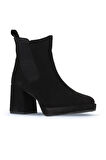 Bueno Shoes Siyah Süet Kadın Topuklu Bot 01wv8100
