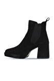 Bueno Shoes Siyah Süet Kadın Topuklu Bot 01wv8100