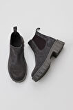 Bueno Shoes Gri Süet Kadın Dolgu Topuklu Bot 01wv9002