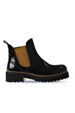 Bueno Shoes Siyah Kırışık Rugan Kadın Düz Bot 01wt0801