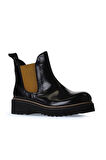 Bueno Shoes Siyah Kırışık Rugan Kadın Düz Bot 01wt0801