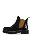 Bueno Shoes Siyah Kırışık Rugan Kadın Düz Bot 01wt0801