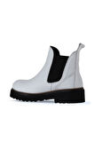 Bueno Shoes Beyaz Flotter Deri Kadın Düz Bot 01wt0801