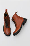 Bueno Shoes Taba Deri Kadın Düz Bot 01wr0900