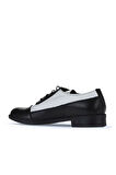 Bueno Shoes Siyah Beyaz Deri Kadın Düz Ayakkabı 01wt2600