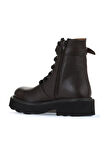 Bueno Shoes Kahverengi Flotter Deri Kadın Düz Bot 01wr3400