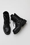 Bueno Shoes Siyah Flotter Deri Kadın Düz Bot 01wr3410