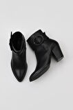 Bueno Shoes Siyah Deri Kadın Topuklu Bot 01wr5007