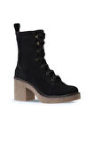 Bueno Shoes Siyah Süet Kadın Topuklu Bot 01wt2905