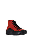 Bueno Shoes Kırmızı Flotter Deri Kadın Dolgu Topuklu Bot 01wr3800