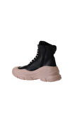 Bueno Shoes Siyah Pudra Deri Kadın Spor Bot 01wv8800