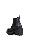 Bueno Shoes Siyah Deri Kadın Topuklu Bot 01wr3906