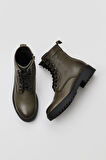 Bueno Shoes Haki Deri Kadın Düz Bot 01wr4208