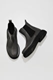 Bueno Shoes Gri Koyu Deri Kadın Düz Bot 01wt0508